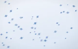 Denim Day Planets III — light blue and white celestial background, variation III