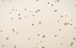 Espresso Planets II — light brown, orange and beige celestial background, variation II