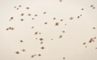 Espresso Planets III — light brown, orange and beige celestial background, variation III