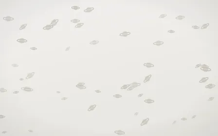 Fogline Planets — light grey, orange and white celestial background