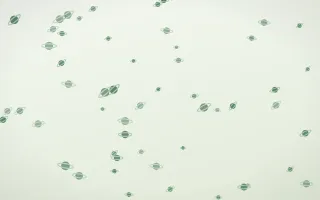 Forest Cream Planets III — light green and white celestial background, variation III