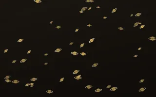 Golden Noir Planets II — dark gold, yellow and black celestial background, variation II