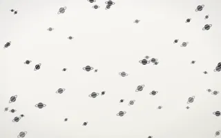 Inkline Planets II — light grey and white celestial background, variation II