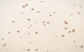 Mocha Milk Planets II — light orange and white celestial background, variation II