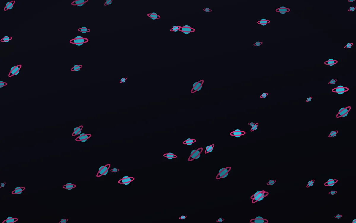Neonline Planets — dark teal, pink and black celestial background