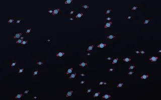 Neonline Planets II — dark teal, pink and black celestial background, variation II