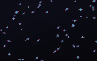 Neonline Planets III — dark teal, pink and black celestial background, variation III
