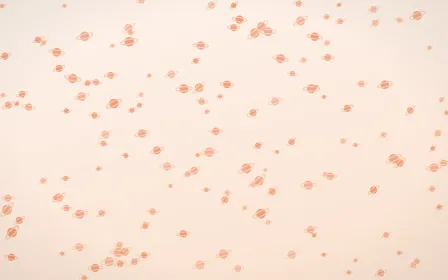 Peach Fuzz Planets Dense — light orange and white celestial background