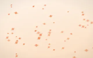 Sunset Pop Planets III — light orange and beige celestial background, variation III