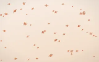 Terracotta Planets — light orange and beige celestial background