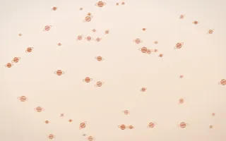 Terracotta Planets III — light orange and beige celestial background, variation III