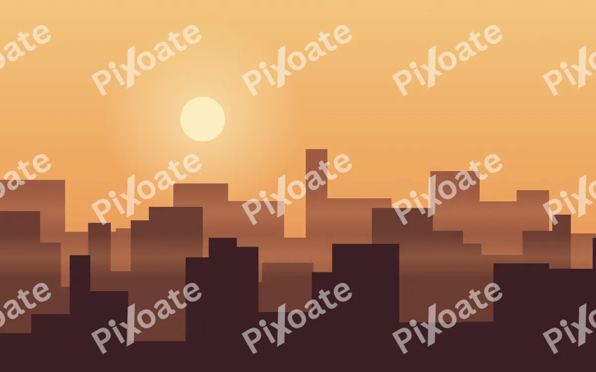 Golden Hour Skyline — colourful orange and red city background