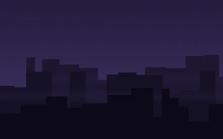 Plum Skyline Night — dark purple, blue and black city background
