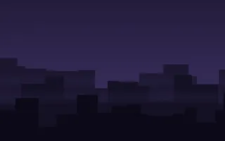 Plum Skyline Night II — dark purple, blue and black city background, variation II