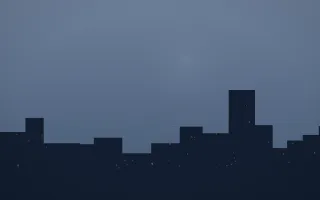 Blue Hour Skyline III — dark blue city background, variation III