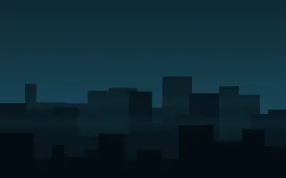 Teal District III — dark blue and black city background, variation III