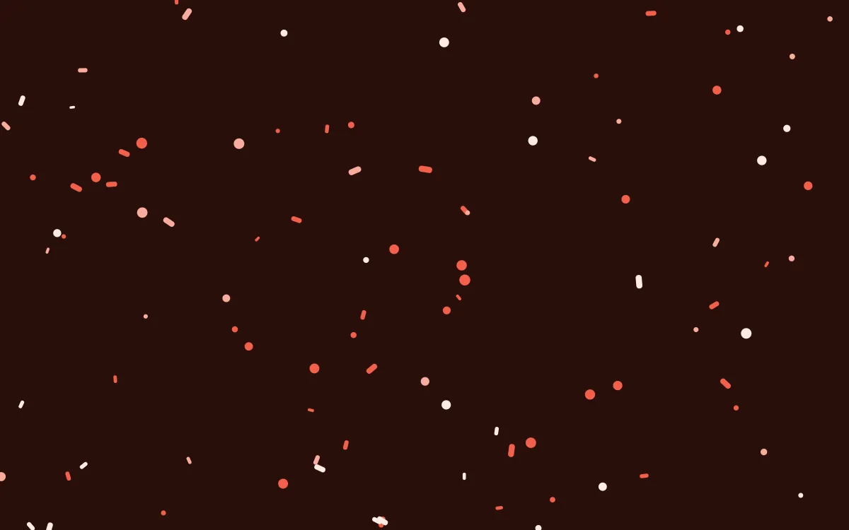 Coral Modern Burst — dark black and red confetti background