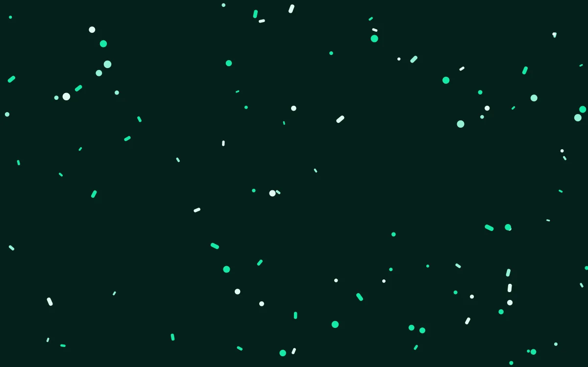Cyber Mint Burst — dark black and green confetti background