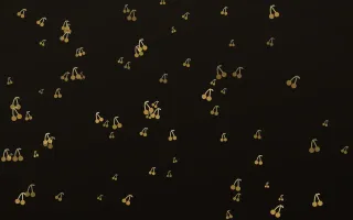 Golden Noir Cherries II — dark gold, yellow and black cute background, variation II