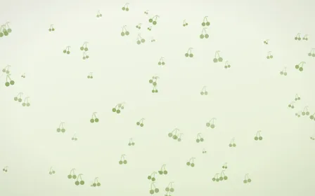 Matcha Latte Cherries — light green and white cute background