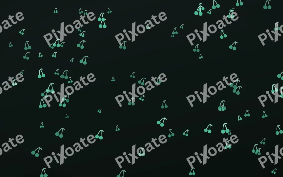 Mint Noir Cherries — dark green and black cute background