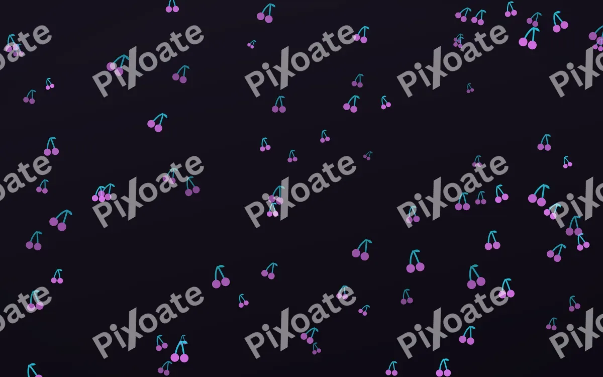 Neon Noir Cherries — dark purple, teal and black cute background