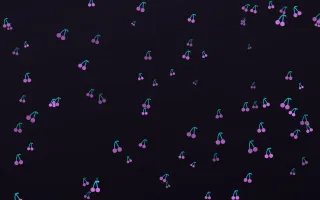 Neon Noir Cherries — dark purple, teal and black cute background