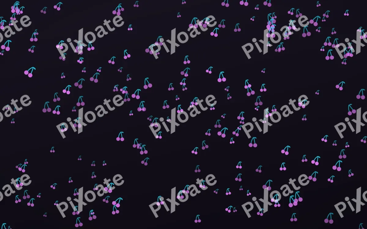 Neon Noir Cherries Dense — dark purple, teal and black cute background