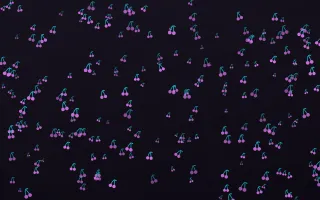 Neon Noir Cherries Dense II — dark purple, teal and black cute background, variation II