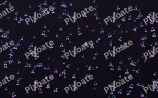 Neon Noir Cherries Dense II — dark purple, teal and black cute background, variation II