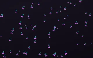 Neon Noir Cherries II — dark purple, teal and black cute background, variation II