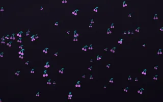 Neon Noir Cherries III — dark purple, teal and black cute background, variation III