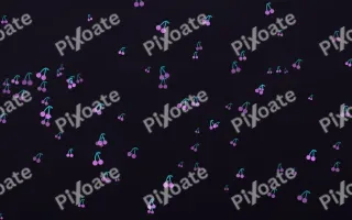 Neon Noir Cherries III — dark purple, teal and black cute background, variation III