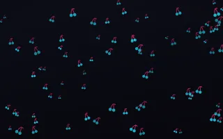 Neonline Cherries III — dark teal, pink and black cute background, variation III