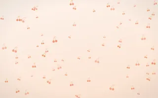 Peach Fuzz Cherries II — light orange and white cute background, variation II
