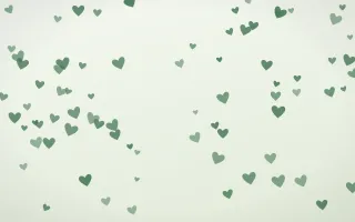 Forest Cream Hearts — light green and white cute background