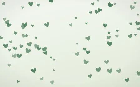 Forest Cream Hearts — light green and white cute background