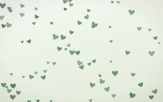 Forest Cream Hearts III — light green and white cute background, variation III