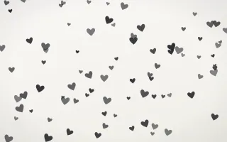 Inkline Hearts II — light grey and white cute background, variation II