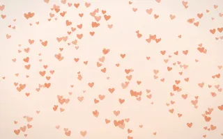 Peach Fuzz Hearts Dense II — light orange and white cute background, variation II