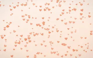 Peach Fuzz Hearts Dense III — light orange and white cute background, variation III