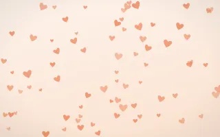 Peach Fuzz Hearts III — light orange and white cute background, variation III