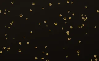 Golden Noir Paws II — dark gold, yellow and black cute background, variation II