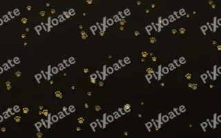 Golden Noir Paws III — dark gold, yellow and black cute background, variation III
