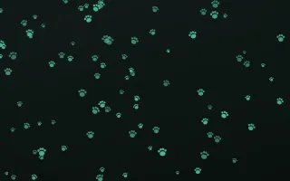 Mint Noir Paws II — dark green and black cute background, variation II
