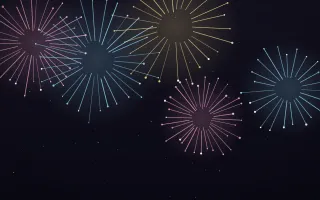 Confetti Sky — dark black, pink and blue firework background