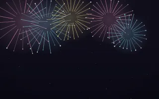 Confetti Sky III — dark black, pink and blue firework background, variation III
