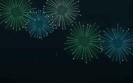 Emerald Sky — dark black, green and teal firework background