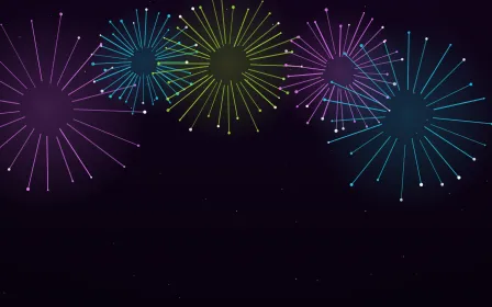 Neon Party — dark black, purple and teal firework background