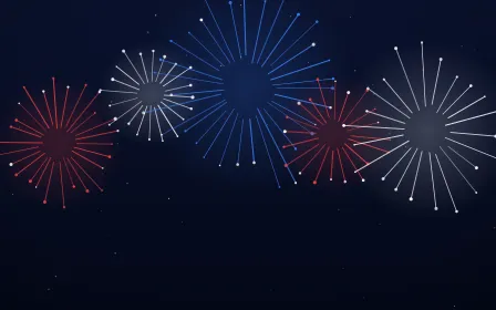 Patriotic Sky — dark blue, red and white firework background